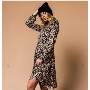 NWT. Leopard long sleeve dress.